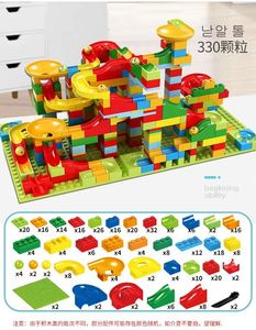 Juego de bloques grandes educativos clásicos para niños, con laberinto de bolas y tobogán de embudo, para ensamblar, pista de canicas y circuito de carreras. - Product Image 3