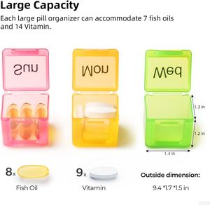 Organizador de pastillas con 2 compartimentos, estuche de bolsillo para medicamentos, tabletas diarias, vitaminas, Mini - Product Image 3
