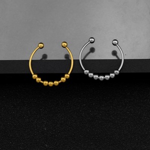 Anillo Geométrico de Acero Inoxidable con Cuentas Móviles, Diseño Simple y Exclusivo, Chapado en Oro y Plata, Anillos Unisex de Moda, Joyería al por Mayor - Product Image 3