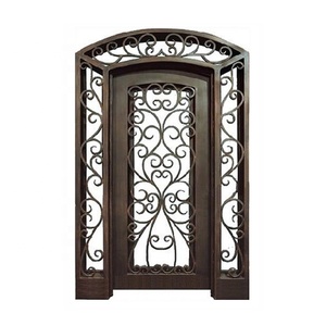 Villa française/forgé <span class=keywords><strong>Double</strong></span> Deign <span class=keywords><strong>Houe</strong></span>/porte d'entrée en verre en fer forgé pour la maison - Product Image 4