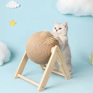 Cat scratching board toy Wooden scratching ball grinding claw hand sisal hem rope cat climbing frame durable cat scratch