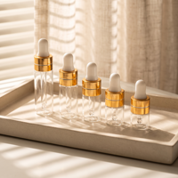 Flacon compte-gouttes vide en verre de 1ml, 2ml, 3ml, 4ml, 5ml pour sérum, lotion, teinture, soins du visage, échantillons cosmétiques et maquillage
