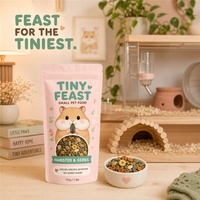 Sachets d'emballage personnalisés pour aliments pour petits animaux, avec fenêtre transparente, refermables, à fermeture éclair, en plastique pastel, pour marques de produits pour animaux de compagnie de petite taille