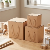 Boîte cadeau en papier ondulé Kraft, pliable, avec poignée, pour l'expédition en détail