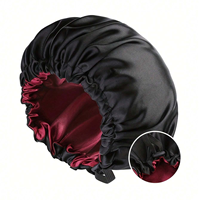Nouveau Bonnet en soie satinée Bonnet pour cheveux Bonnet en satin à double couche avec couverture de tête de bouton non visible