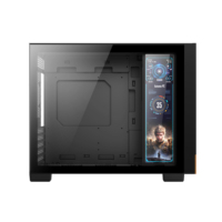 Boîtier d'ordinateur de jeu Ruix Matrix Mid Tower avec écran LED, design élégant, MicroATX, verre trempé transparent, alliage d'aluminium