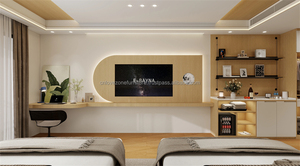 Juego de Muebles Modulares para Dormitorio de Hotel de 3 Estrellas a Precio Accesible, Estructura de Cama de Madera con Mesitas de Noche, Armario y Mueble para TV para Habitación Completa de Hotel - Product Image 5