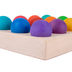Plateau de tri de boules, palette de fards à paupières assortis, blocs de construction en bois, éducation précoce unisexe, 4-6 ans Xc - Product Image 2