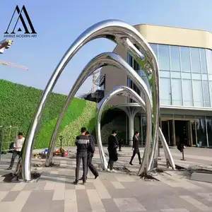Escultura de línea abstracta moderna al aire libre grande personalizada escultura de metal arte acero inoxidable