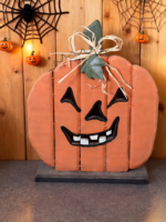 Ornement de citrouille et de crâne d'Halloween personnalisé, gravé sur bois, éco-responsable, fait main, pour la décoration de la maison et des hôtels