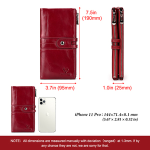 Humerpaul Mujer Teléfono embrague monedero moda señora cremallera tarjetero bolsa niñas dinero clip lujo cuero real mujer cartera - Product Image 4