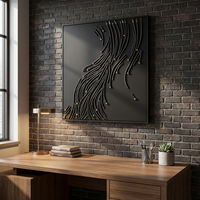Décoration murale carrée 3D faite à la main, style abstrait moderne avec lignes fluides, cadre suspendu adapté pour hôtel et salon