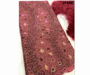 2019 Indian Fashion Tulle Embroidered Large 3D Sequins Decorative Lace For Dance Dress