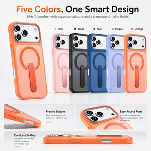 เคสโทรศัพท์แม่เหล็กพร้อมขาตั้งปรับได้ ที่ใส่บัตร  แบบโปร่งแสงด้าน ป้องกันการกระแทก - Product Image 5