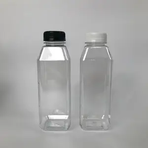 Factory wholesale cheap 500ml square plastic PET juice bottle for fruit beverage bottle packaging