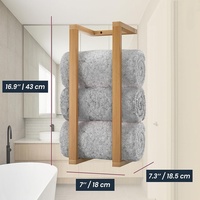 Usine personnalisé mural bambou naturel salle de bain porte-serviettes étagère de rangement