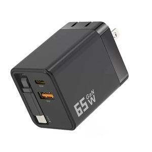 شاحن هاتف قابل للسحب <span class=keywords><strong>3</strong></span> في 1 بقوة 65 واط مع منفذي <span class=keywords><strong>USB</strong></span> وشاحن حائط قابل للسحب مع كابل من نوع C - Product Image 3