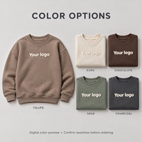 Sweat-shirt surdimensionné pour enfants avec logo personnalisé, impression en relief, col rond, épaules tombantes, pull pour garçons et filles, vente en gros, marque privée