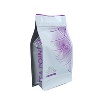 Sac d'emballage pour thé en aluminium refermable OEM d'usine avec languette de fermeture éclair, fond plat, pour le stockage de feuilles sèches, d'herbes et de thé