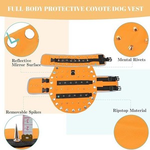 เสื้อกั๊กป้องกันสุนัขพันธุ์โคโยตี้และพิทบูลแบบมีหนาม สำหรับป้องกันลูกสุนัขโคโยตี้  สำหรับสุนัขพันธุ์เล็ก  ชุดป้องกันสุนัขพันธุ์เล็กแบบมีหนามและหมุดยึด - Product Image 5