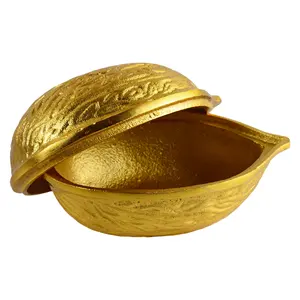 Colored Golden Snacks Or Dry Fruit Serving Bowl Aluminium Design Nuts Shaped Table Decor Home And Serving Food Design Bowls