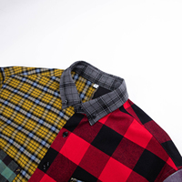 Direkt vom Hersteller Maßgefertigte OEM Herren Langarm Designer Baumwoll-Flanellhemden Mehrfarbige Patchwork-Ketten-Stickerei Streetwear