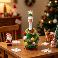 Nouvel ensemble de décoration de bureau pour arbre de Noël en tissu de 7 pouces, motif d'oie blanche, lavable à la main