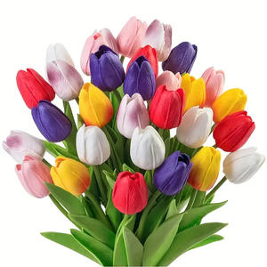 Fleur de tulipe artificielle en PU de haute qualité, faite à la main, pour la vente en gros, idéale pour les accessoires de photographie de Thanksgiving, la décoration de la maison et les mariages. - Product Image 3