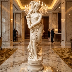 Statuetta Artigianale in Marmo di Carrara Abundantia/Ceres - Dimensioni Completamente Personalizzabili, Dettaglio Cornucopia e Finitura in Pietra - Product Image 1
