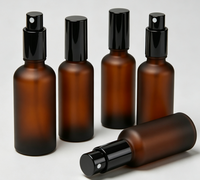 Botol Serum Pompa Semprot Kaca Hitam Matte Frosted 30ml 50ml 100ml Bentuk Bulat untuk Krim Wajah dan Krim Mata