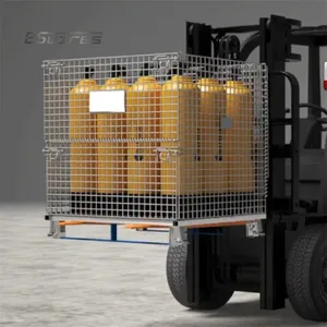 Sistema de carga de contenedores plegable de palé de malla de jaula de metal personalizado contenedor IBC plegable