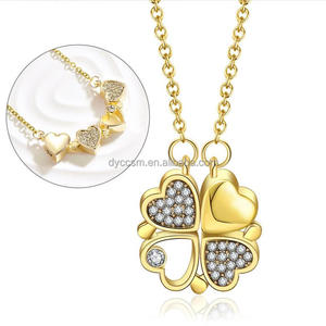 <span class=keywords><strong>Amante</strong></span> gioielli regalo quattro foglie di trifoglio di cristallo magnete collana cuore 16 stili personalità placcato oro amore collana da donna - Product Image 6