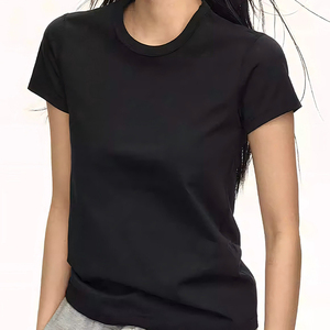 T-shirt à manches courtes en coton 230g pour femme, col rond, coupe ajustée, taille cintrée, imprimé personnalisable, élégant, pour l'été - Product Image 2