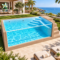 Piscine hors sol en fibre de verre de qualité marine, intégrée au terrassement extérieur, avec jacuzzi spa haut de gamme pour l'extérieur.