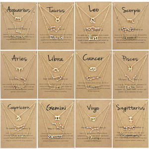 Set 12 Colliers Signes du Zodiaque - Collection 3 Pendentifs Lettres CZ, Alliage Doré Bijou Fin - Product Image 2