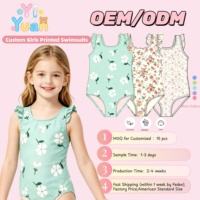 Maillots de bain une pièce personnalisés pour filles, à volants aux épaules, motif floral, protection UPF 50+, sans manches, OEM