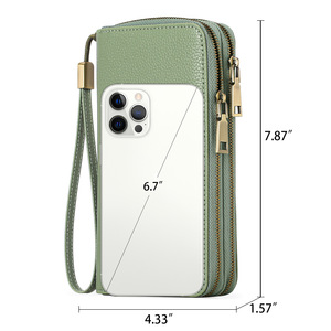 <span class=keywords><strong>Portefeuille</strong></span> tendance en cuir PU pour femme avec double fermeture éclair, grande capacité, idéal pour les voyages et les trajets quotidiens - Product Image 3