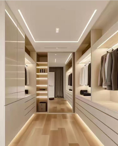 2025 Contemporary Wood Aluminium Wardrobe Wooden <b>Bedroom</b> Furniture Set Custom Armoire Walking Closet Cloakroom - Product Image 1