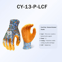 Guantes de Trabajo Antideslizantes para Mujer CY Premium, Color Naranja de Alta Visibilidad, con Forro de Espuma de Látex Arrugada, Agarre Suave y Diseño Floral, para Jardín