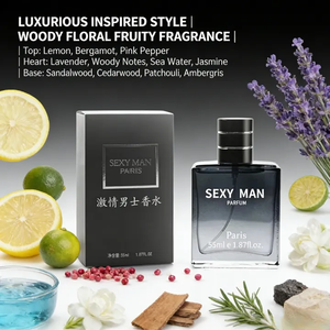 Parfum populaire pour homme, boisé, floral et fruité - 55 ml, pour homme sexy, avec des notes de bergamote, de lavande et de bois de santal, pour un style luxueux et inspiré - Product Image 2