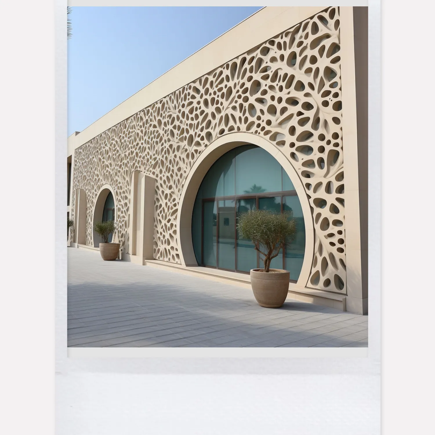 Villa Exterior Wall Decoration Modern Arabic Islamic Design GFRC Perforated Facade