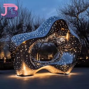 Escultura DE FLOR DE ESPEJO DE ACERO INOXIDABLE grande personalizada para <span class=keywords><strong>templo</strong></span> de jardín decoración de <span class=keywords><strong>calle</strong></span> comercial moderna para bienes raíces - Product Image 5