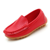 Chaussures plates décontractées pour garçons et filles, bout rond, en cuir souple, mocassins à enfiler, chaussures d'école pour enfants