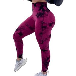 Leggings tie-dye sans couture pour femmes, vente chaude, pantalon de yoga pour soulever les hanches, taille haute, ventre plat, tie-dye, yoga, gym, fitness, pantalon de sport - Product Image 1