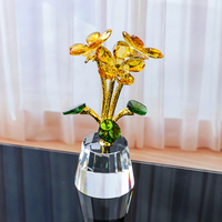 Ornamen Bunga Kaca Kristal Jingxiao yang Dipoles dan Diukir untuk Hadiah Festival Qixi, Dekorasi Meja Mawar yang Elegan.