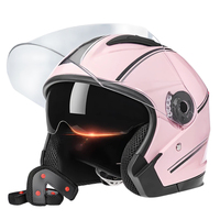 Helm Sepeda Motor Half Face Matte Black ABS Bersertifikasi DOT Dengan Pelindung Matahari Berwarna di Bagian Dalam, Helm Pengaman untuk Dewasa untuk Perjalanan Urban