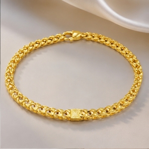 22K Gold Designer Link Bracelet <b>for</b> <b>Men</b> and Women Traditional Pattern Adjustable Luxury Hand Jewelry Gift Collection - Product Image 5