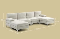 Meubles de canapé grande pièce personnalisés style européen style américain ensemble de canapé 7 places en forme de U de couleur grise meubles de canapé rembourrés