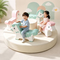 Manège Souple Personnalisé Pastel pour Enfants, Équipement de Jeux Intérieur, Carrousel Neutre, Manège Rotatif pour Tout-Petits, Centre de Jeux