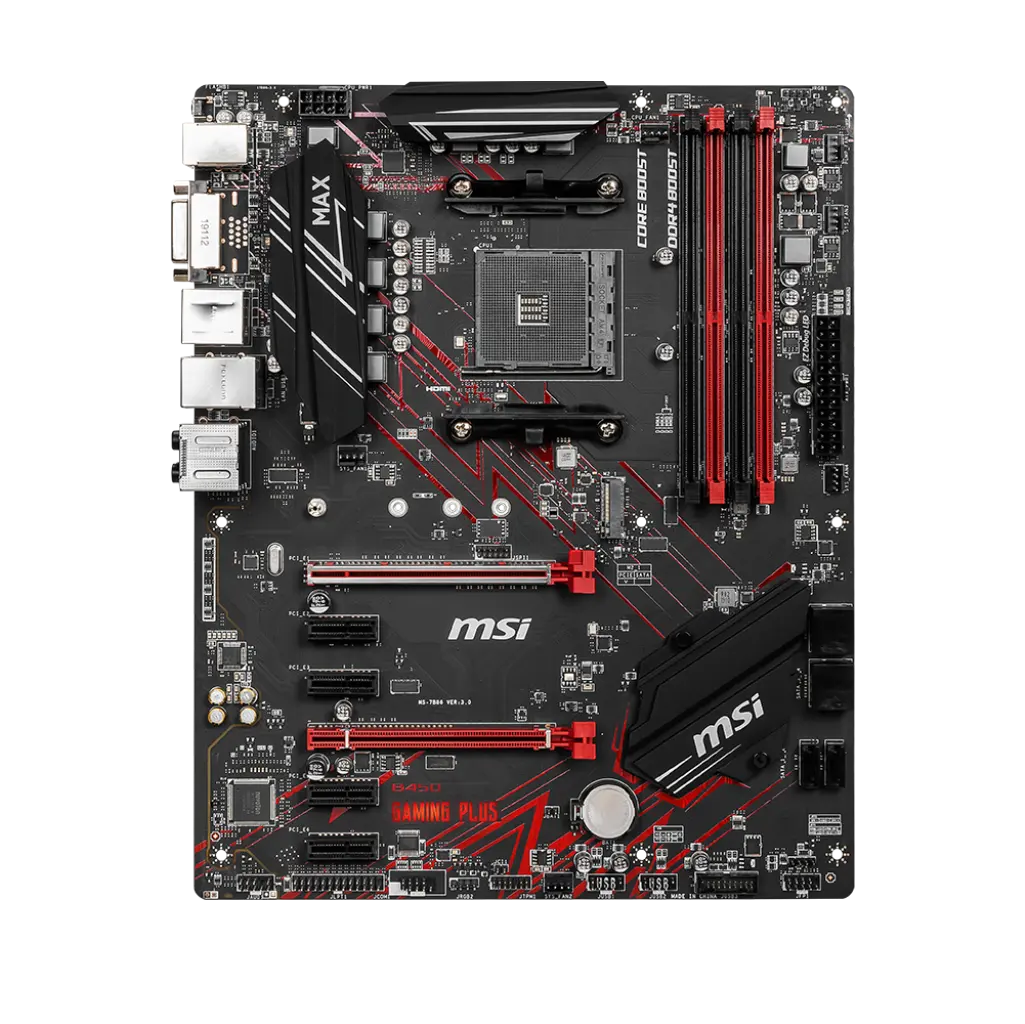 New MSI Computer Motherboard B450 GAMING PLUS MAX Socket AM4 DDR4 64GB